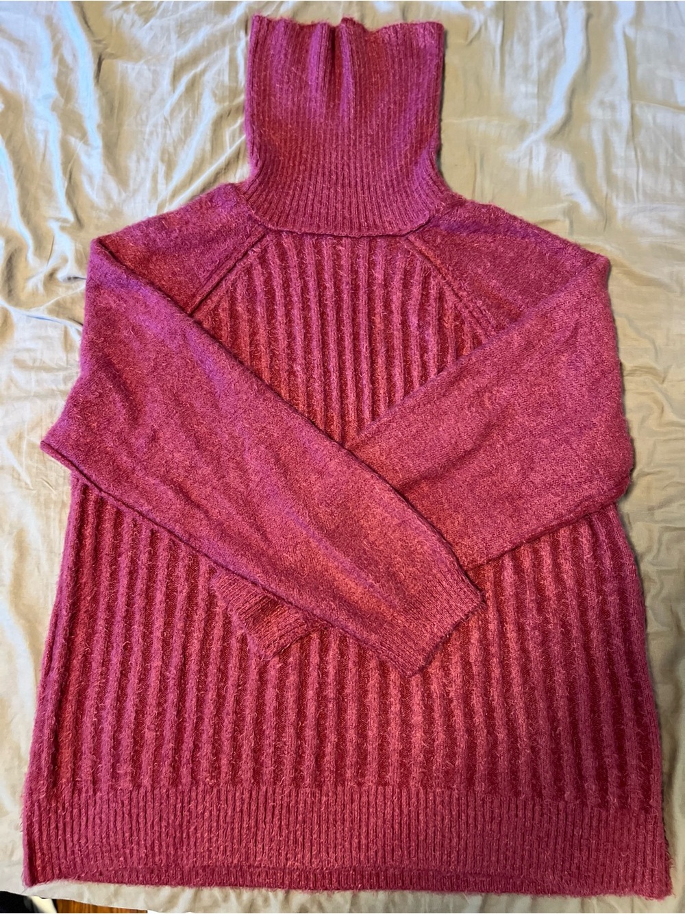 Free People Raspberry Ribbed Turtleneck Sweater